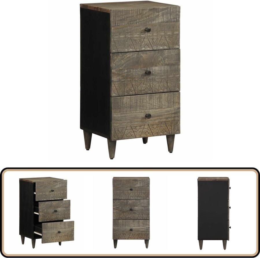 VidaXL Dressoir 40x33x75 cm Mangohout Zwart Dressoir Mangohout Vintage Meubels Salontafel Tv-meubel