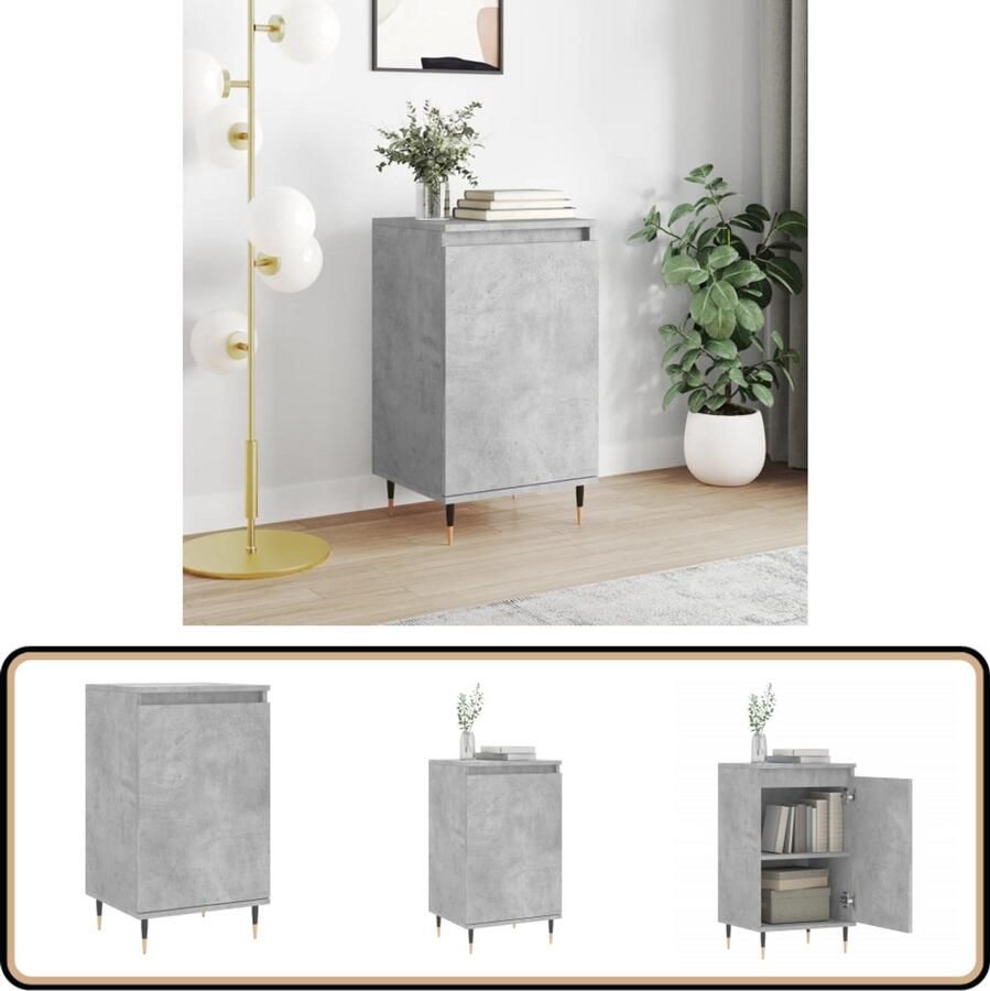 VidaXL Dressoir 40x35x70 cm Bewerkt hout Grijs Dressoir Meubel Houten Dressoir Grijze Dressoir Vintage Dressoir