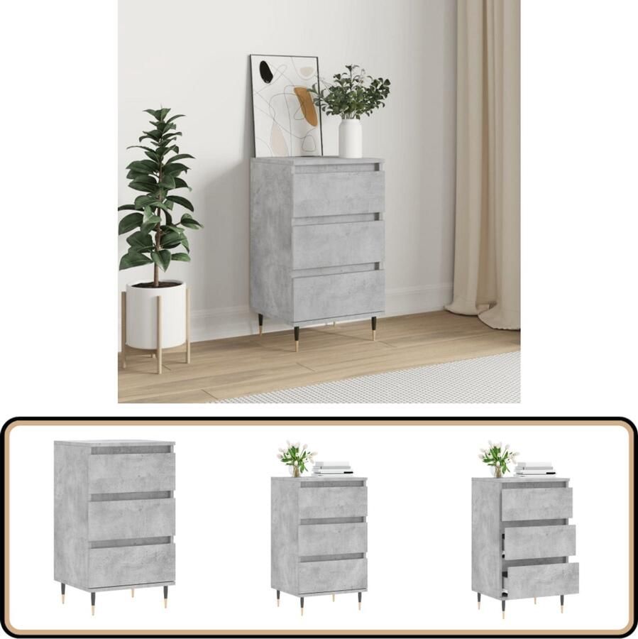 VidaXL Dressoir 40x35x70 cm Bewerkt hout Grijs Dressoir Meubel Houten Dressoir Grijze Dressoir Vintage Dressoir - Foto 2