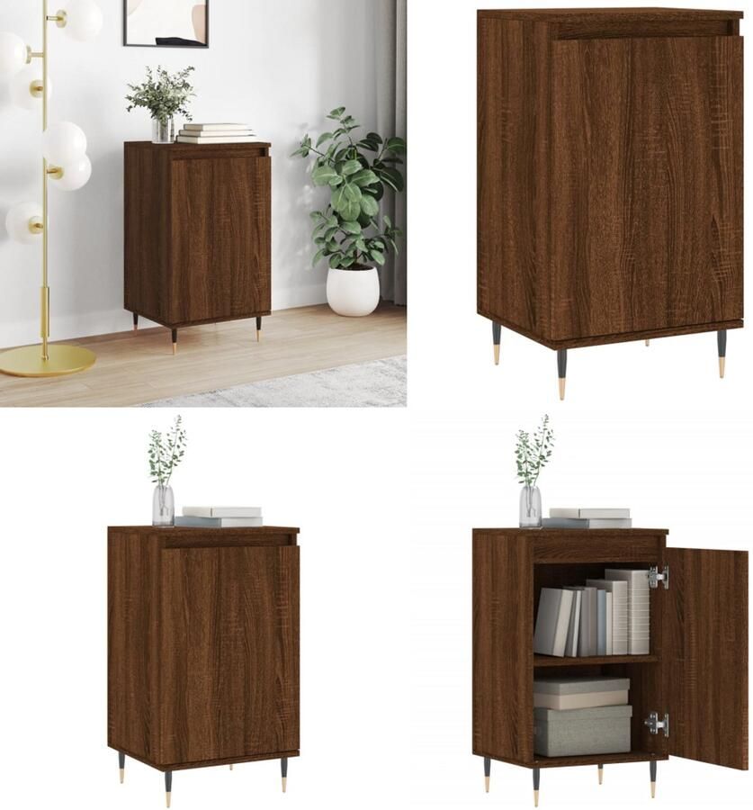 VidaXL Dressoir 40x35x70 cm bewerkt hout bruin eikenkleur Dressoir Dressoirs Kast Wandkast