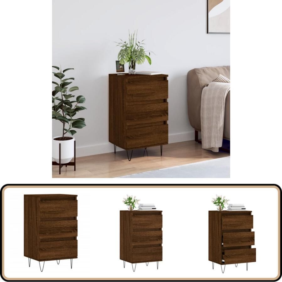 VidaXL Dressoir Bruineiken 40x35x70 cm Dressoir Kast Buffetkast Houten Dressoir Bruine Eiken