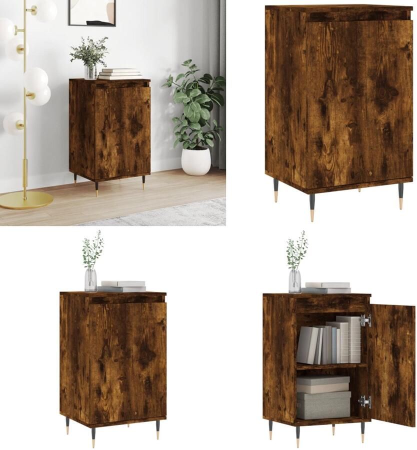 VidaXL Dressoir 40x35x70 cm bewerkt hout gerookt eikenkleurig Dressoir Dressoirs Kast Wandkast