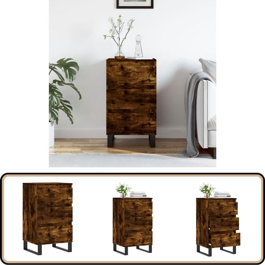 VidaXL Dressoir 40x35x70 cm Gerookt Eiken Dressoir Kast Bijzettafel Houten Dressoir Vintage Dressoir