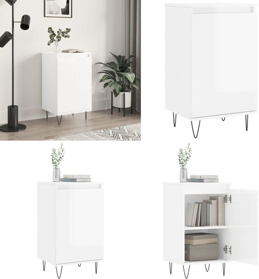 VidaXL Dressoir 40x35x70 cm bewerkt hout hoogglans wit Dressoir Dressoirs Kast Wandkast