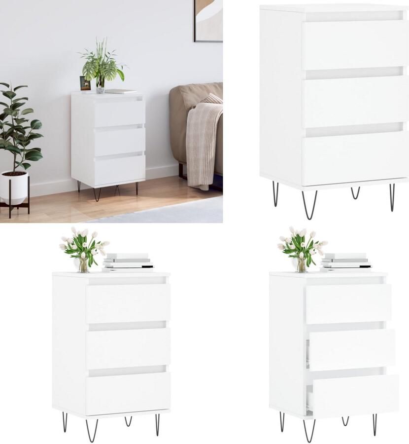 VidaXL Dressoir 40x35x70 cm bewerkt hout wit Dressoir Dressoirs Kast Buffetkast