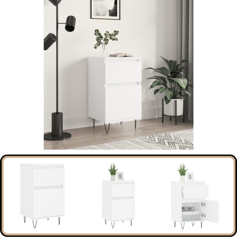 VidaXL Dressoir 40x35x70 cm Wit Bewerkt Hout Dressoir Buffetkast Opbergkast Kast Woonaccessoires