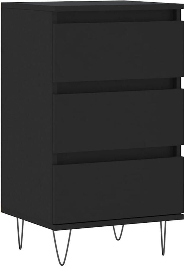 The Living Store Dressoir 40x35x70 cm bewerkt hout zwart Dressoir Kast Buffetkast Houten Dressoir Zwart Dressoir - Foto 2