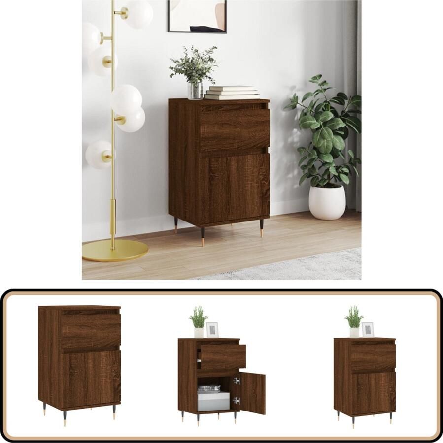 VidaXL Dressoir 40x35x70 cm Bruin Eiken Hout & IJzer Dressoir Buffetkast Opbergkast Houten Kast Vintage Stijl - Foto 2