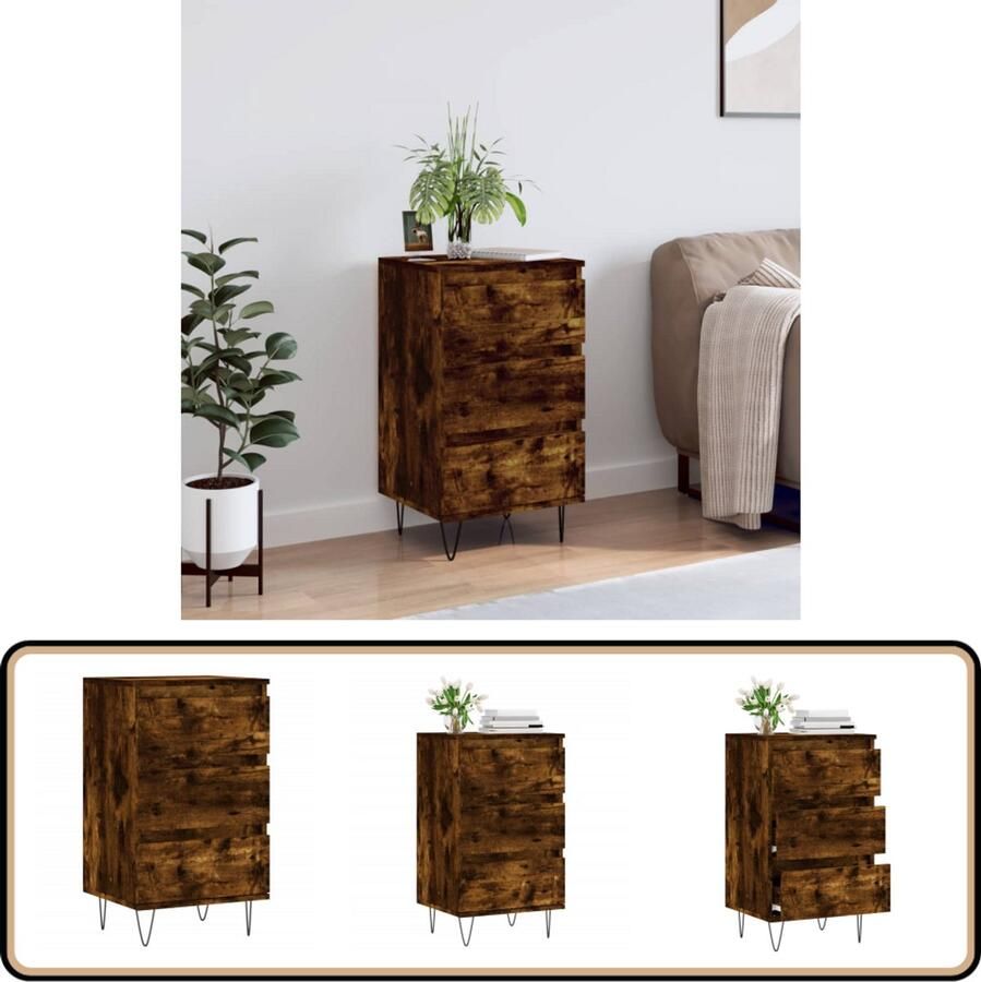 VidaXL Dressoir 40x35x70 cm Gerookt Eiken Dressoir Kast Buffetkast Houten Dressoir Modern Dressoir