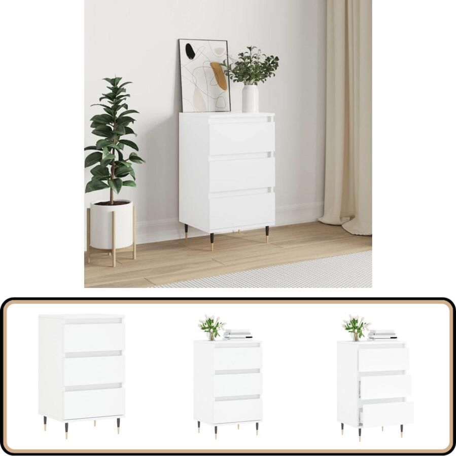 VidaXL Dressoir 40x35x70 cm Wit Bewerkte Hout Dressoir Kast Buffetkast Houten Dressoir Wit Dressoir