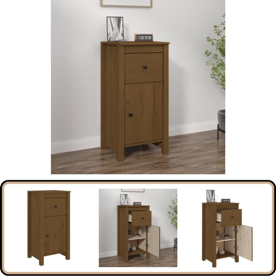 VidaXL Dressoir 40x35x80 cm Massief Grenen Honingbruin Dressoir Massief Hout Grenenhout Opbergruimte Honigbruin