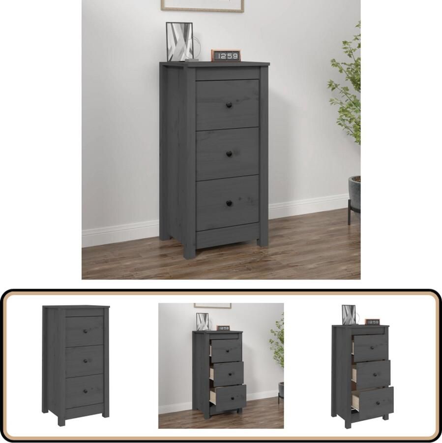 VidaXL Dressoir 40x35x80 cm Grijs Grenenhout Dressoir Bijzettafel Houten Dressoir Grenenhout Dressoir Vintage Dressoir