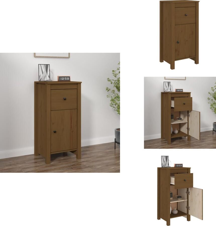 VidaXL -Dressoir-40x35x80-cm-massief-grenenhout-honingbruin - Foto 4