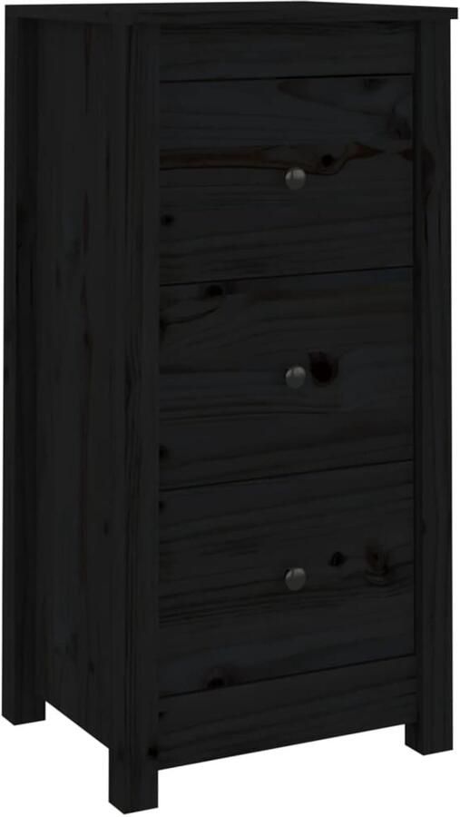 VidaXL Dressoir Zwart 40x35x80 cm Grenenhout Dressoir Grenoble Hout Black Furniture Tv Stand Salontafel