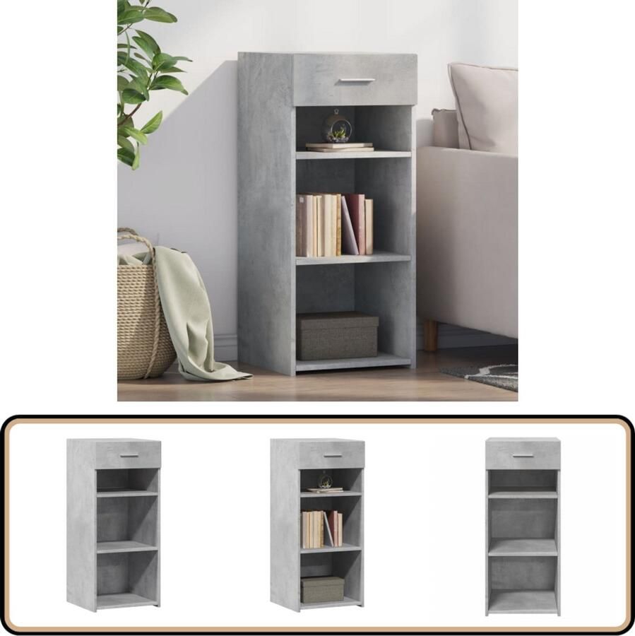 VidaXL Dressoir 40x42 5x93 cm Bewerkt hout Grijs Dressoir Scandinavisch Design Houten Dressoir Grijze Dressoir Opbergmeubels - Foto 2