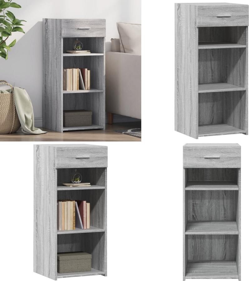 VidaXL Dressoir 40x42 5x93 cm bewerkt hout grijs sonoma eikenkleur Dressoir Dressoirs Kast Wandkast - Foto 2