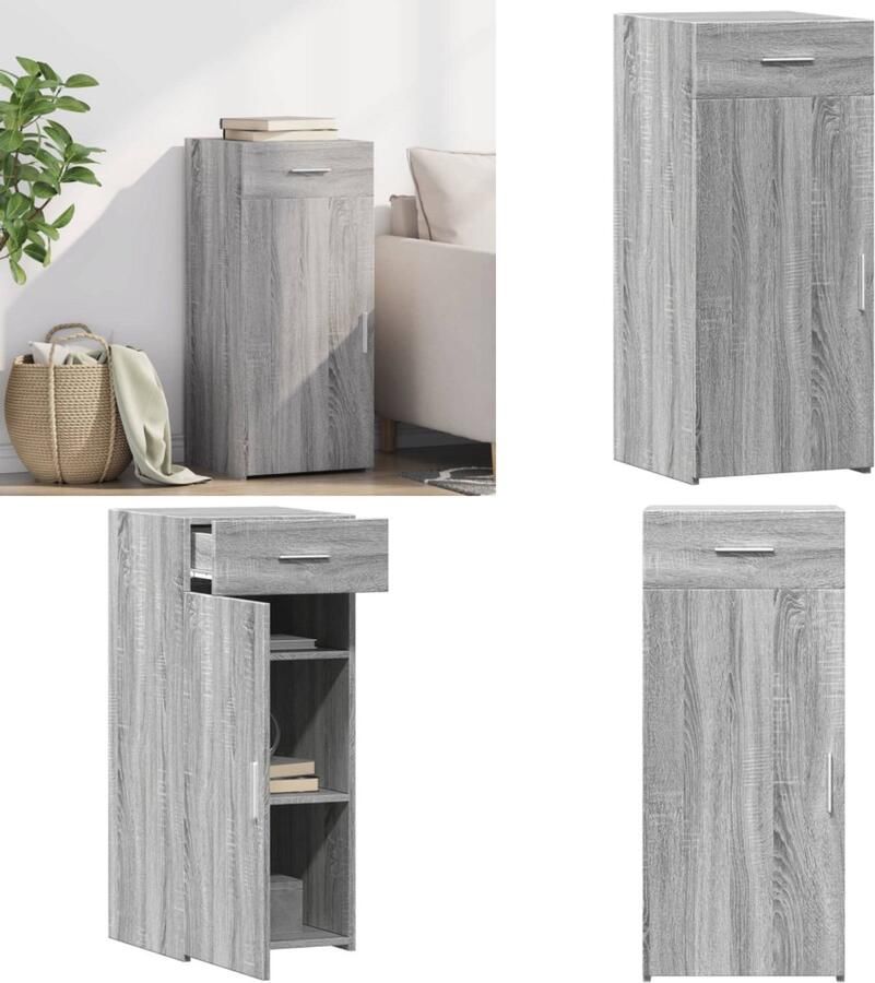 VidaXL Dressoir 40x42 5x93 cm bewerkt hout grijs sonoma eikenkleur Dressoir Dressoirs Kast Wandkast
