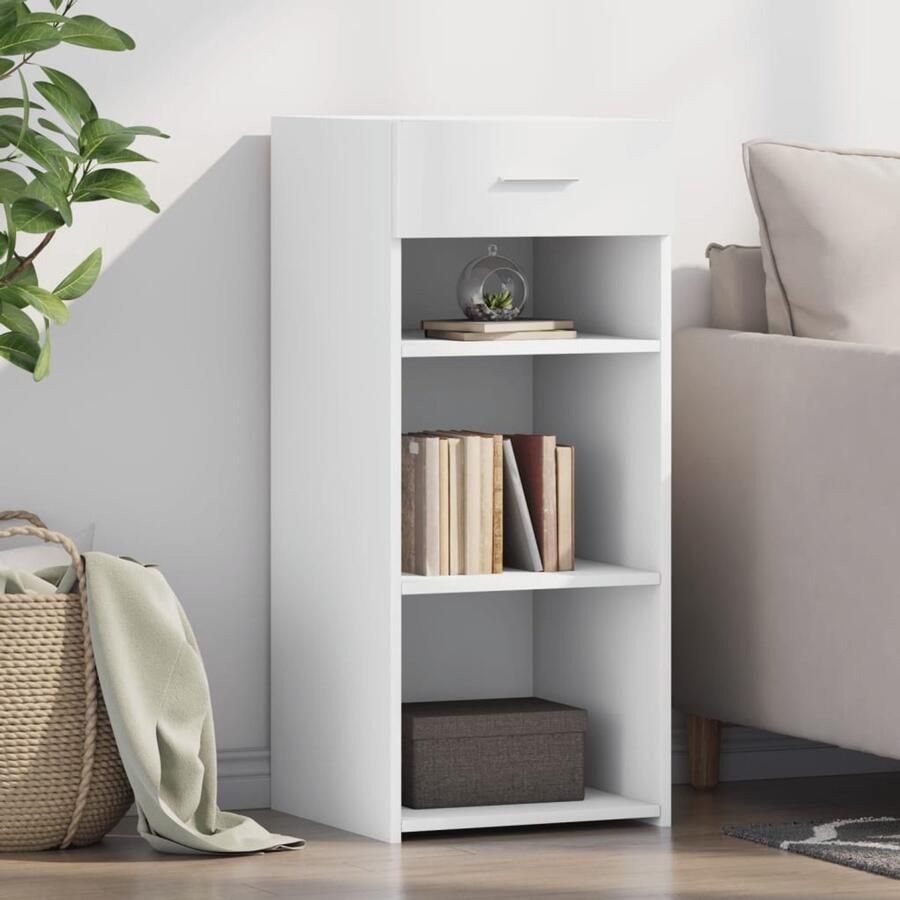 The Living Store Dressoir 40x42 5x93 cm bewerkt hout wit Dressoir Scandinavisch Design Houten Dressoir Wit Dressoir Opbergkast