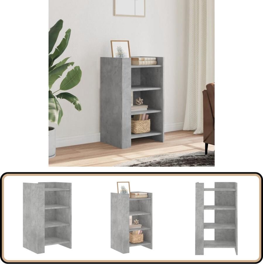 VidaXL Dressoir 45x35x75 cm Bewerkt hout Betongrijs Dressoir Opbergkast Houten Dressoir Betonnen Grijze Kast Vintage Dressoir