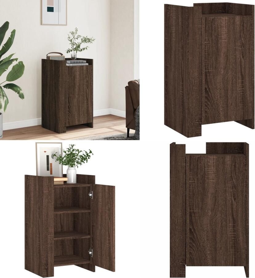 VidaXL Dressoir 45x35x75 cm bewerkt hout bruin eikenkleurig Dressoir Dressoirs Kast Wandkast