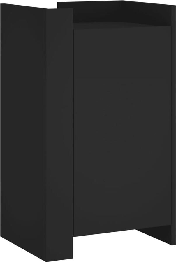 VidaXL Dressoir Zwart Bewerkt hout 45x35x75 cm Dressoir Opbergkast Houten Kast Zwarte Kast Salontafel - Foto 2