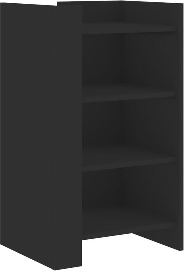 The Living Store Dressoir 45x35x75 cm bewerkt hout zwart Dressoir Houten Dressoir Zwart Dressoir Woonkamermeubilair Opbergkast - Foto 2