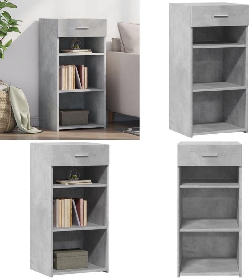 VidaXL Dressoir 45x42 5x93 cm bewerkt hout betongrijs Dressoir Dressoirs Kast Wandkast