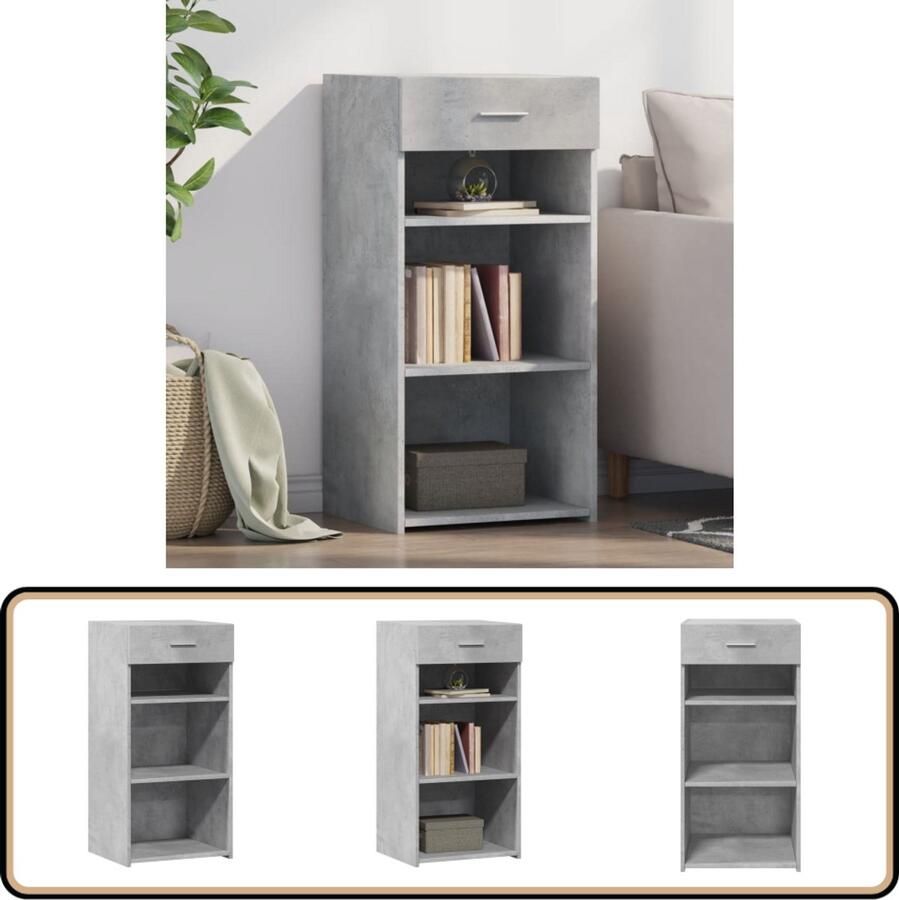 VidaXL Dressoir 45x42 5x93 cm Bewerkte hout Betonlook Dressoir Scandinavisch Design Houten Dressoir Betonnen Look Opbergkast