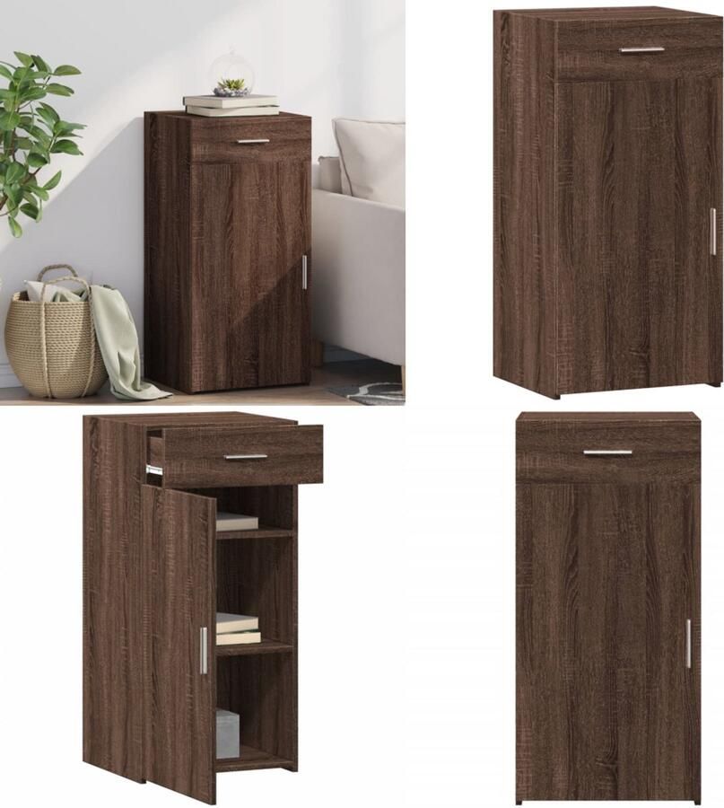The Living Store Dressoir 45x42 5x93 cm bewerkt hout bruin eikenkleur Dressoir Houten Dressoir Bruine Eiken Dressoir Opbergkast Salontafel