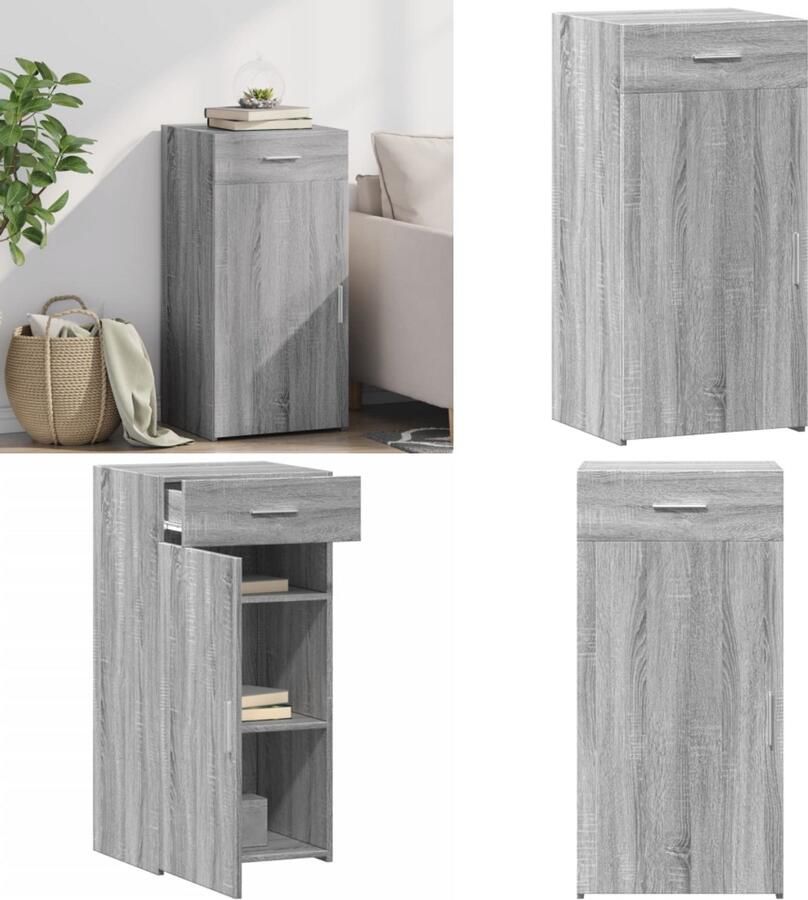 VidaXL Dressoir 45x42 5x93 cm bewerkt hout grijs sonoma eikenkleurig Dressoir Dressoirs Kast Wandkast