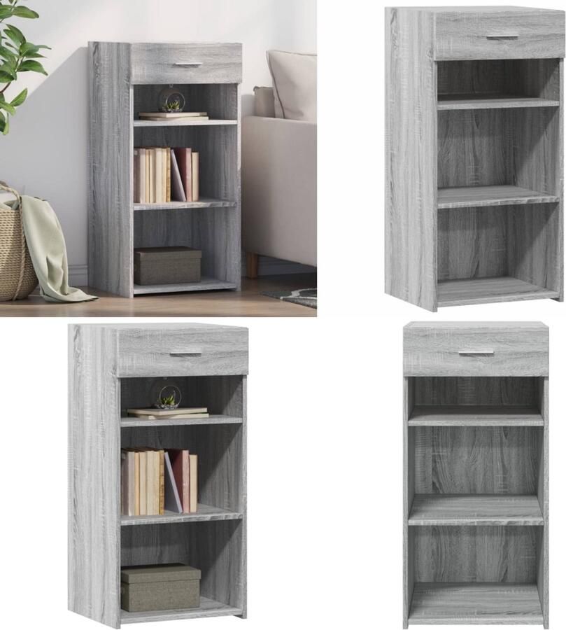 VidaXL Dressoir 45x42 5x93 cm bewerkt hout grijs sonoma eikenkleurig Dressoir Dressoirs Kast Wandkast
