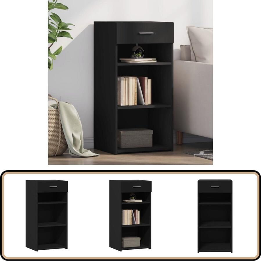 VidaXL Dressoir Zwart Bewerkt Hout 45x42 5x93 cm Dressoir Scandinavisch Design Zwarte Dressoir Houten Dressoir Opbergkast