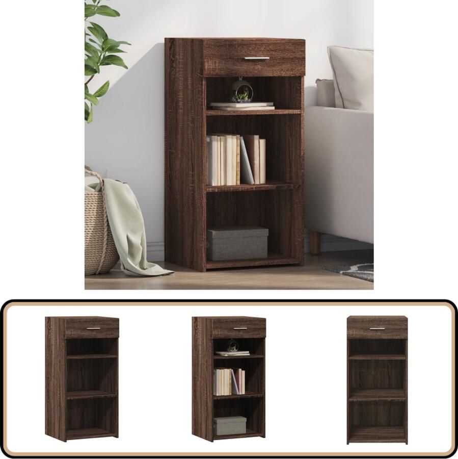 VidaXL Dressoir 45x42 5x93 cm Bruin Eiken Dressoir Scandinavisch Design Houten Kast Opbergkast Woonkamermeubilair