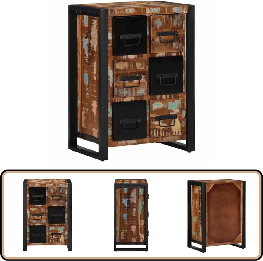 VidaXL Dressoir Massief Gerecycled Hout 50x35x70 cm Dressoir Houten Dressoir Landelijk Dressoir Industrieel Dressoir Opbergmeubel