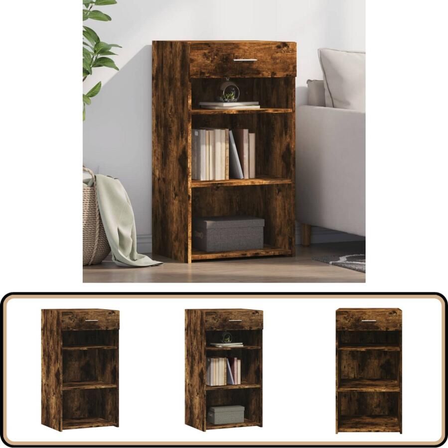 VidaXL Dressoir Bewerkt Hout Gerookt Eiken 50x93 cm Dressoir Houten Dressoir Vintage Dressoir Landelijk Dressoir Opbergkast - Foto 3