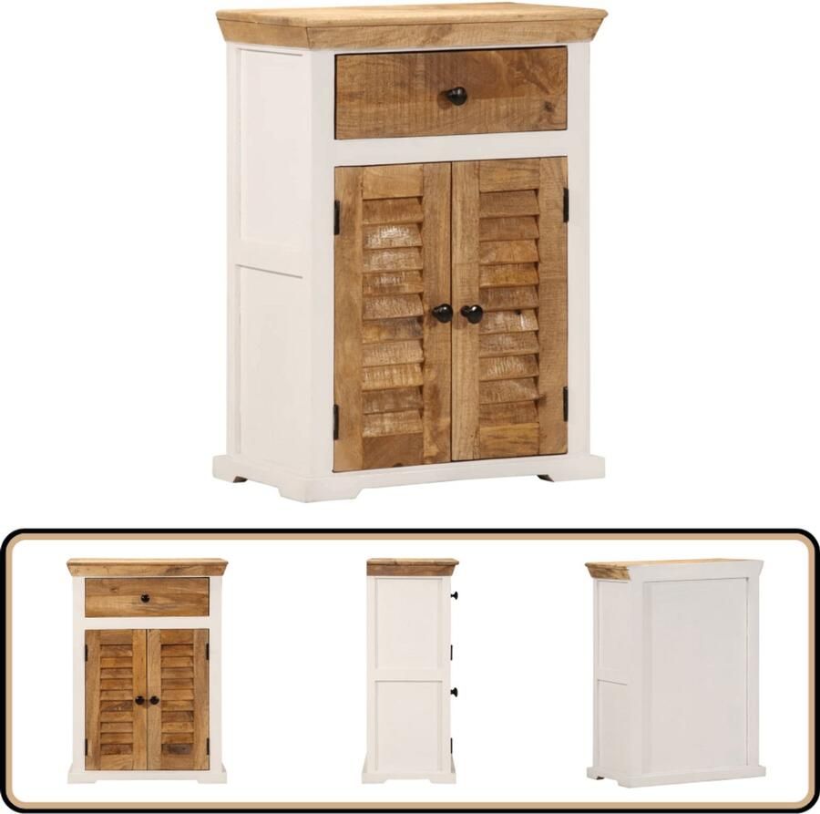 VidaXL Dressoir 55x30x73 cm Mangohout Wit Bruin Dressoir Mangohout Vintage Dressoir Opbergmeubel Salontafel