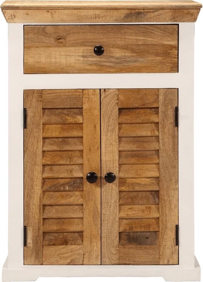 VidaXL Dressoir 55x30x73 cm Mangohout Wit Bruin Dressoir Mangohout Vintage Dressoir Opbergmeubel Salontafel - Foto 2