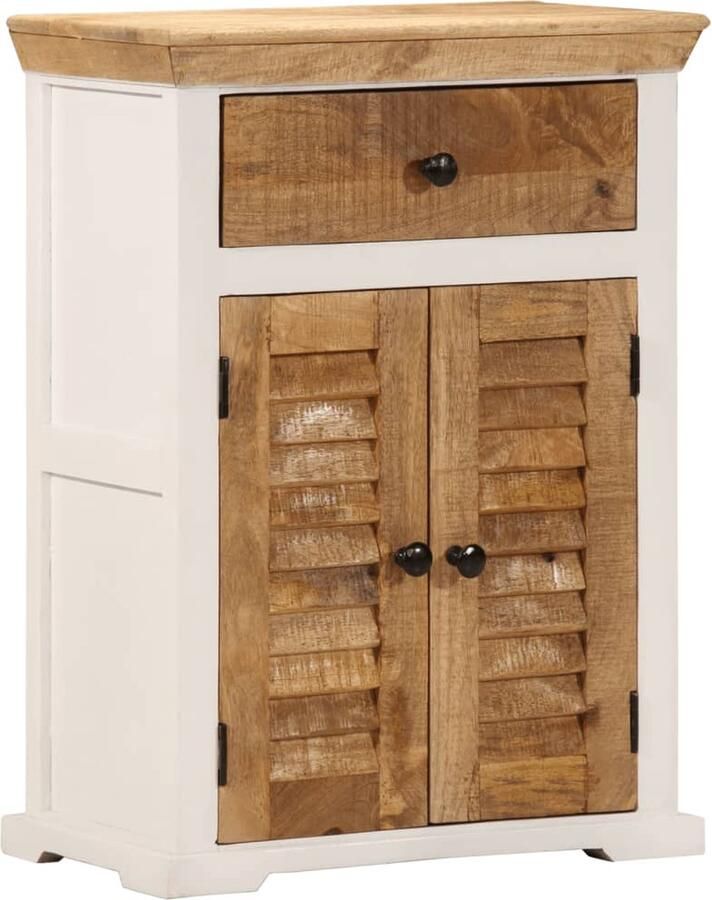 VidaXL Dressoir 55x30x73 cm massief ruw mangohout wit en bruin