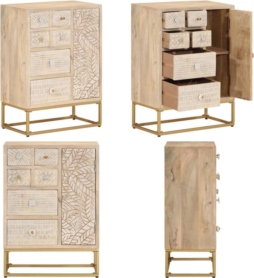 VidaXL Dressoir 55x30x76 cm massief mangohout en ijzer Dressoir Dressoirs Opbergkast Wandkast