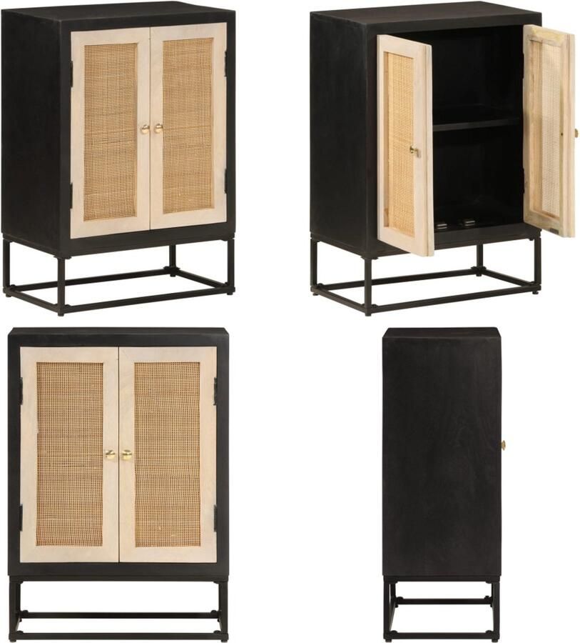 VidaXL Dressoir 55x30x76 cm massief mangohout en ijzer zwart Dressoir Dressoirs Opbergkast Wandkast