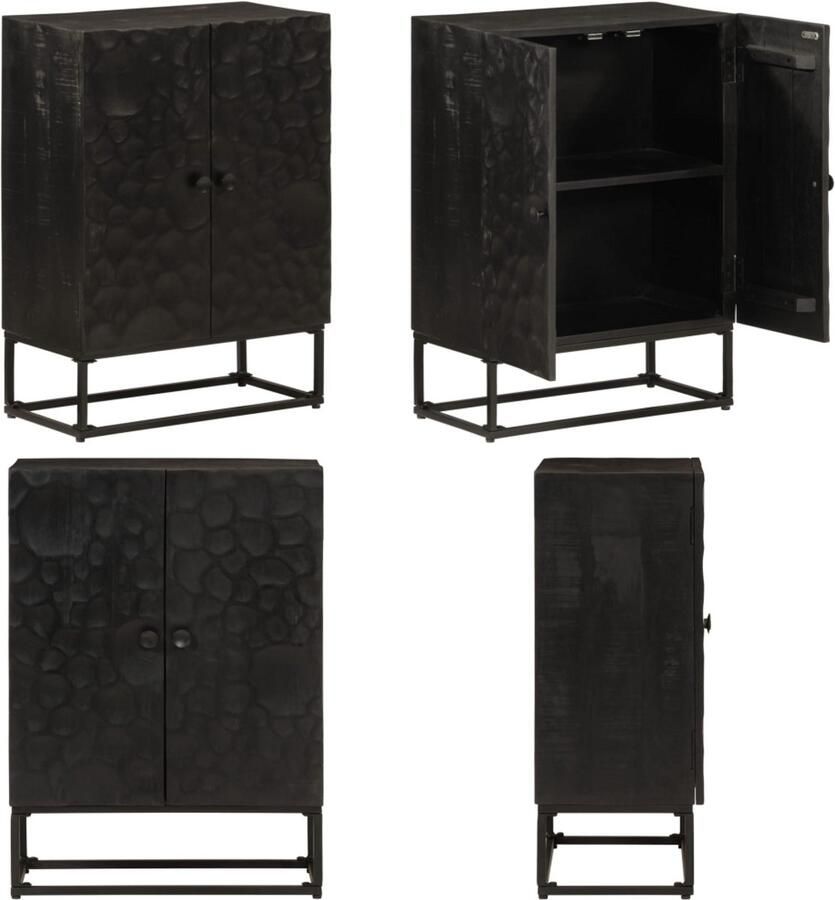 VidaXL Dressoir 55x30x76 cm massief mangohout en ijzer zwart Dressoir Dressoirs Opbergkast Wandkast