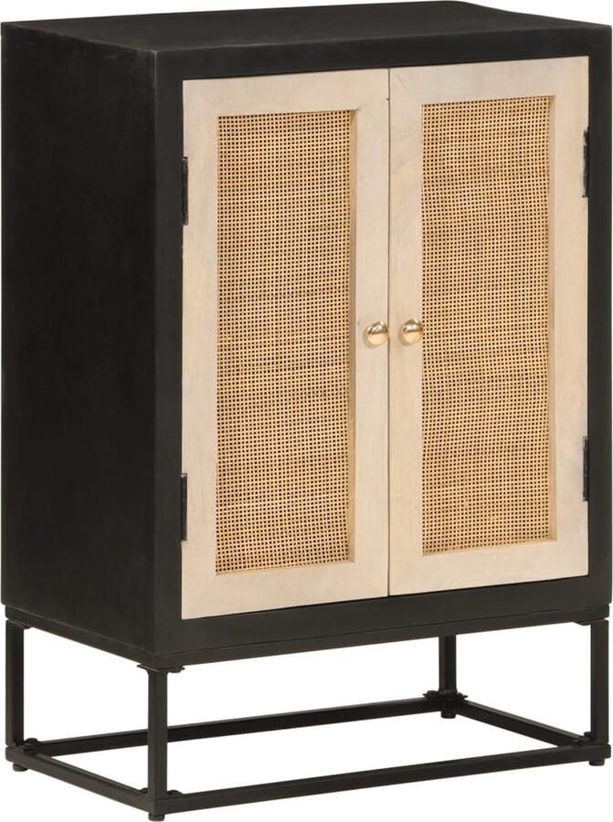 VidaXL -Dressoir-55x30x76-cm-massief-mangohout-en-ijzer-zwart - Foto 4