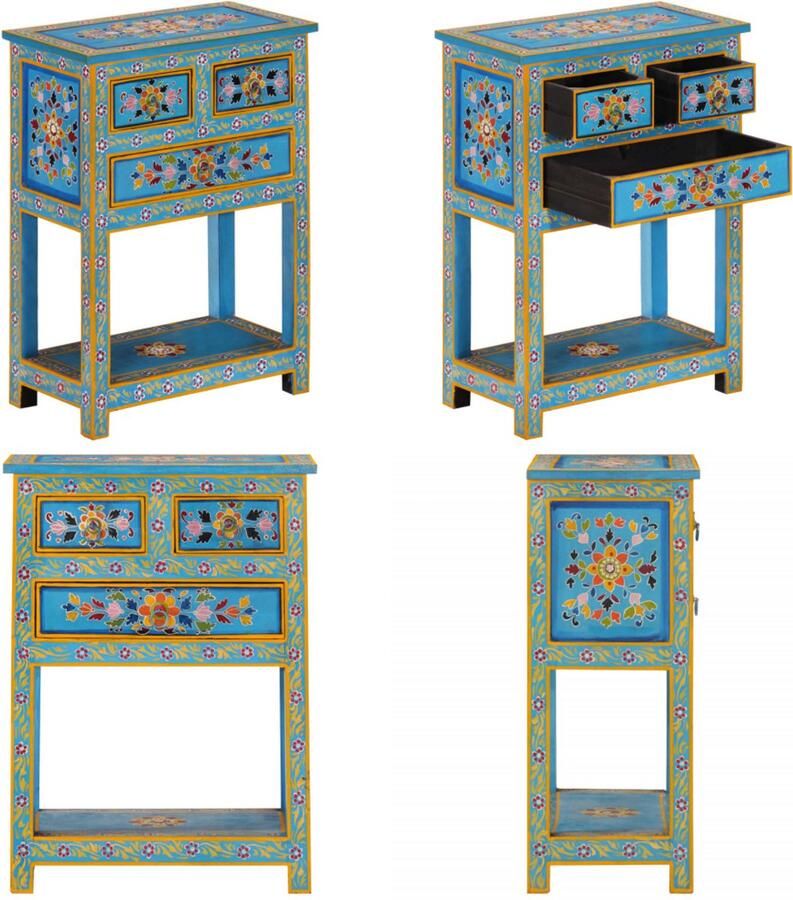 VidaXL Dressoir 55x30x76 cm massief mangohout turquoise Dressoir Dressoirs Opbergkast Wandkast