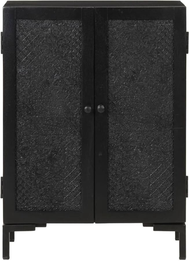 VidaXL Dressoir 55x30x77 cm massief mangohout en ijzer zwart Dressoir Industrieel Design Houten Dressoir Mango Wood Furniture Vintage Dressoir - Foto 2