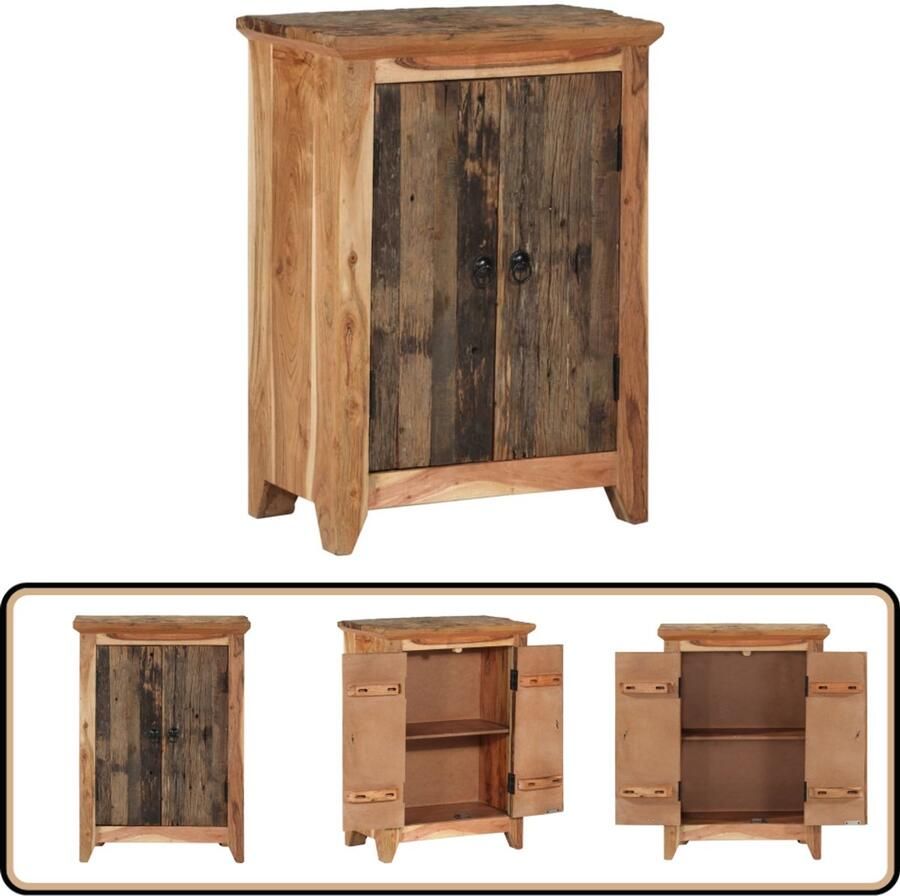 VidaXL Dressoir 55x33x75 cm Acaciahout & Gerecycled Dressoir Rustic Meubilair Landelijk Interieur Vintage Dressoir Acacia Hout