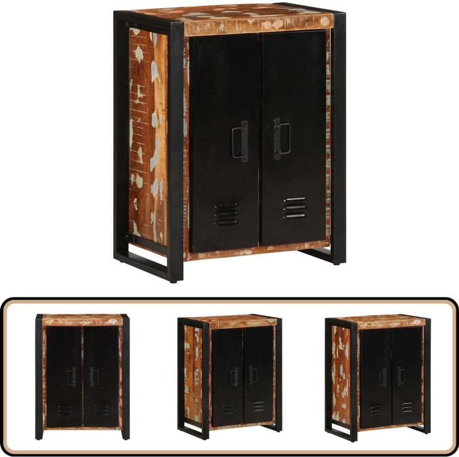 VidaXL Dressoir 55x35x70 cm Gerecycled hout Multicolor Dressoir Vintage Meubels Landelijk Interieur Houten Dressoir Multifunctioneel Meubel