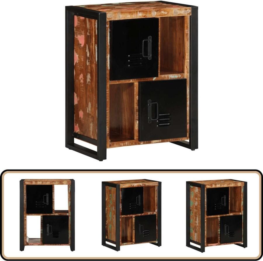 The Living Store Dressoir 55x35x70 cm massief gerecycled hout meerkleurig Dressoir Houten Dressoir Landelijk Dressoir Vintage Dressoir Opslagmeubilair