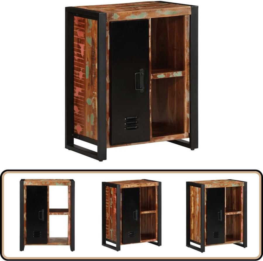 VidaXL Dressoir 55x35x70 cm Gerecycled Hout Multicolor Dressoir Vintage Meubels Houten Dressoir Landelijk Interieur Multifunctioneel Meubel