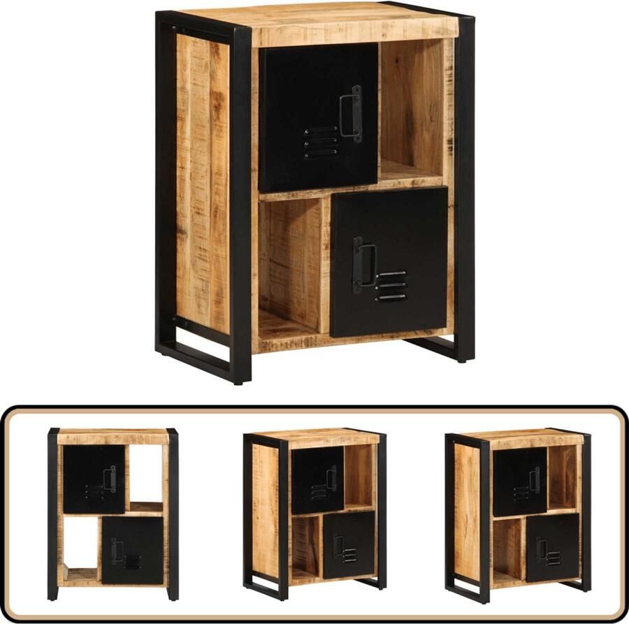 The Living Store Dressoir 55x35x70 cm massief ruw mangohout Dressoir Vintage Meubels Houten Dressoir Mango Wood Furniture Salontafel