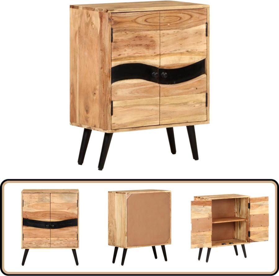 VidaXL Dressoir 57x34x75 cm Massief Acaciahout Dressoir Massief Hout Acaciahout Landelijk Wonen Vintage
